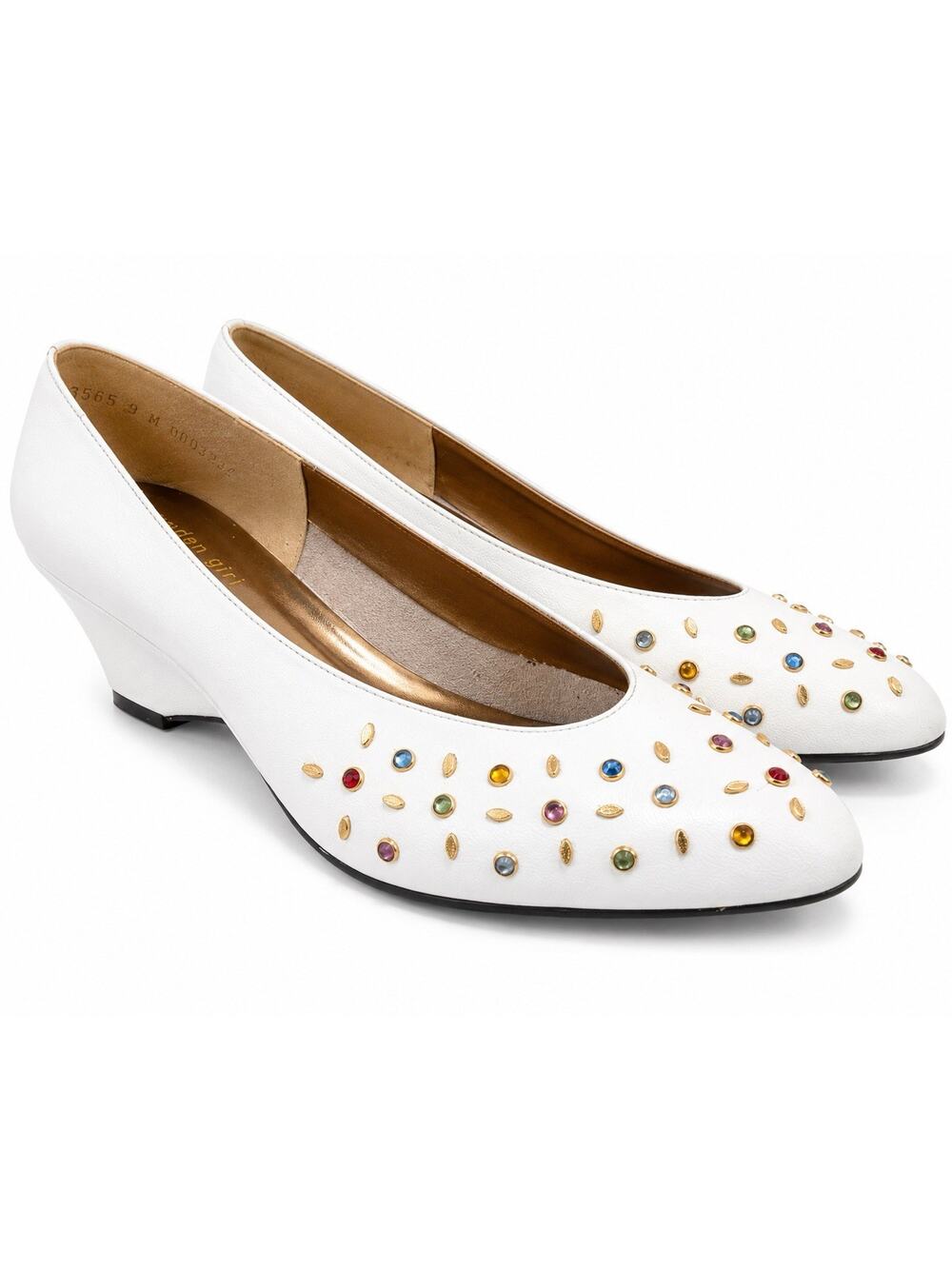Madden Girl Women’s White Wedge Heels Size 9M Multicolor Rhinestone